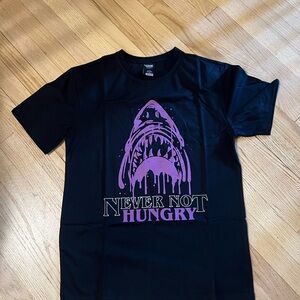 GENUINE GRAPHIC T-SHIRT BLACK with Purple Shark Graphic